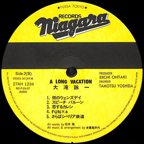 大滝詠一 / ロング・バケイション [※国内盤,品番:27AH 1234］(LPレコード)