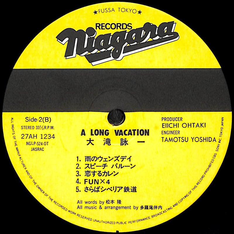 大滝詠一 / ロング・バケイション [※国内盤,品番:27AH 1234］(LP