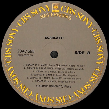 ホロヴィッツ / スカルラッティ・ソナタ集 [※国内盤,品番:23AC 585］(LPレコード)