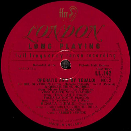レナータ・テバルディ / An Operatic Recital By Renata Tebaldi [※輸入盤,生産国:US,品番:LL 142］(LPレコード)