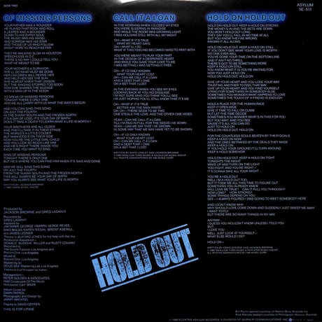 ジャクソン･ブラウン / ホールド・アウト [※国内盤,品番:P-10840Y］(LPレコード)