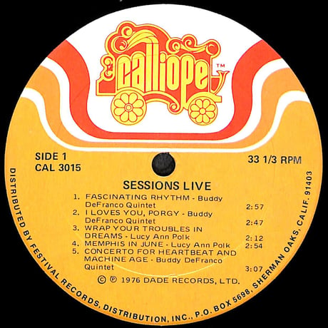 バディ・デフランコ,アート・ペッパー / Sessions, Live［※輸入盤,生産国:US,品番:CAL 3015］(LPレコード)