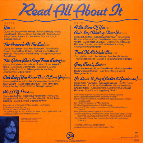 ジョージ・ハリスン / Extra Texture (Read All About It)［※輸入盤,生産国:US,品番:SW-3420］(LPレコード)