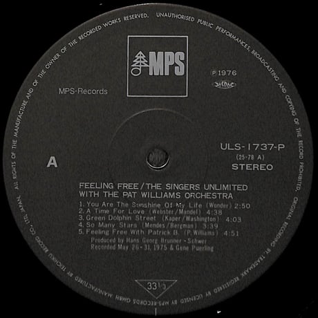 ザ・シンガーズ・アンリミテッド / フィーリング・フリー [※国内盤,品番:ULS-1737-P］(LPレコード)