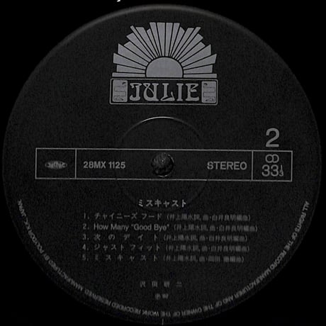 沢田研二 / ミスキャスト [※国内盤,品番:28MX 1125］(LPレコード)