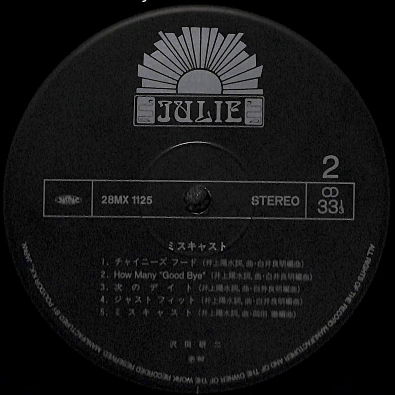 沢田研二 / ミスキャスト [※国内盤,品番:28MX 1125］(LPレコード