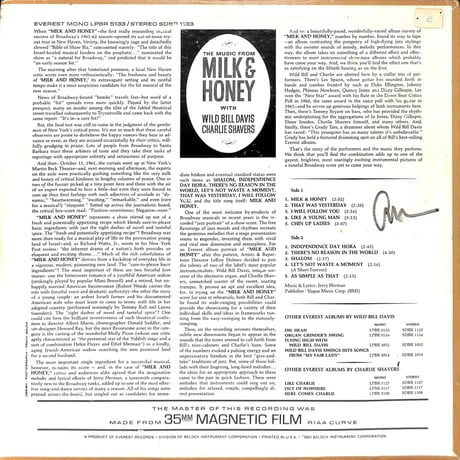ワイルド・ビル・デイヴィス&チャールズ・シェーバーズ / The Music From Milk & Honey [※輸入盤,生産国:US,品番:LPBR 5133］(LPレコード)