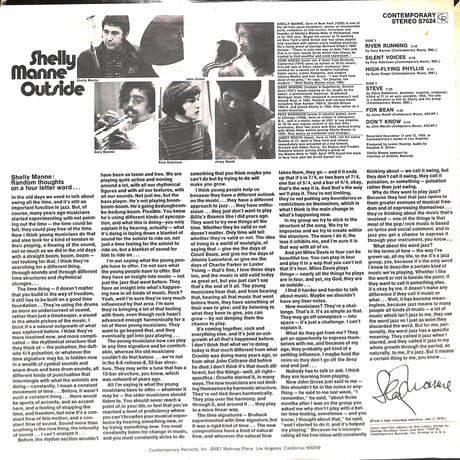 シェリー・マン / Outside [※輸入盤,生産国:US,品番:S7624］(LPレコード)