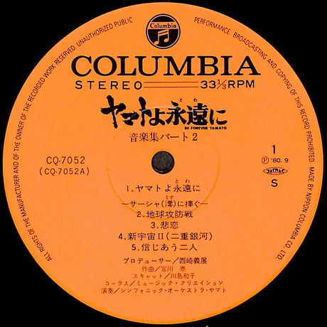 ヤマトよ永遠に 音楽集 Part 2 [※国内盤,品番:CQ-7052］(LPレコード)