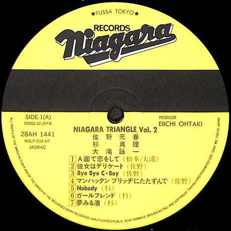 ナイアガラ トライアングル Vol.2 [※国内盤,品番:28AH 1441］(LPレコード)