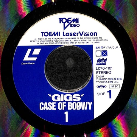 BOØWY / Gigs Case Of Boowy 1 [発売年:1987年][※品番:L070-1101](Laser Disc)