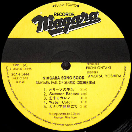 Niagara Fall Of Sound Orchestral / Niagara Song Book [※国内盤,品番:20AH1444］(LPレコード)