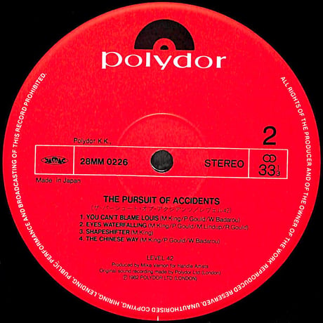 レヴェル42 / ザ・パーシュート・オブ・アクシデンツ [※国内盤,品番:28MM 0226］(LPレコード)