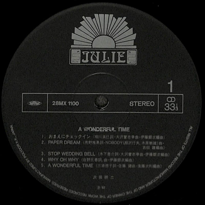 沢田研二 / ア・ワンダフル・タイム [※国内盤,品番:28MX 1100］(LP