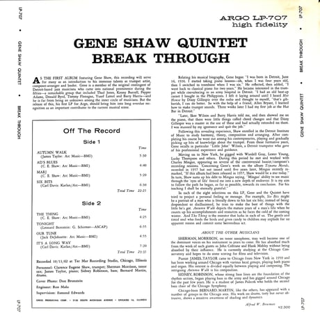 ジーン・ショウ・クインテット / Breakthrough［※国内盤,品番:UXP-124-BC］(LPレコード)