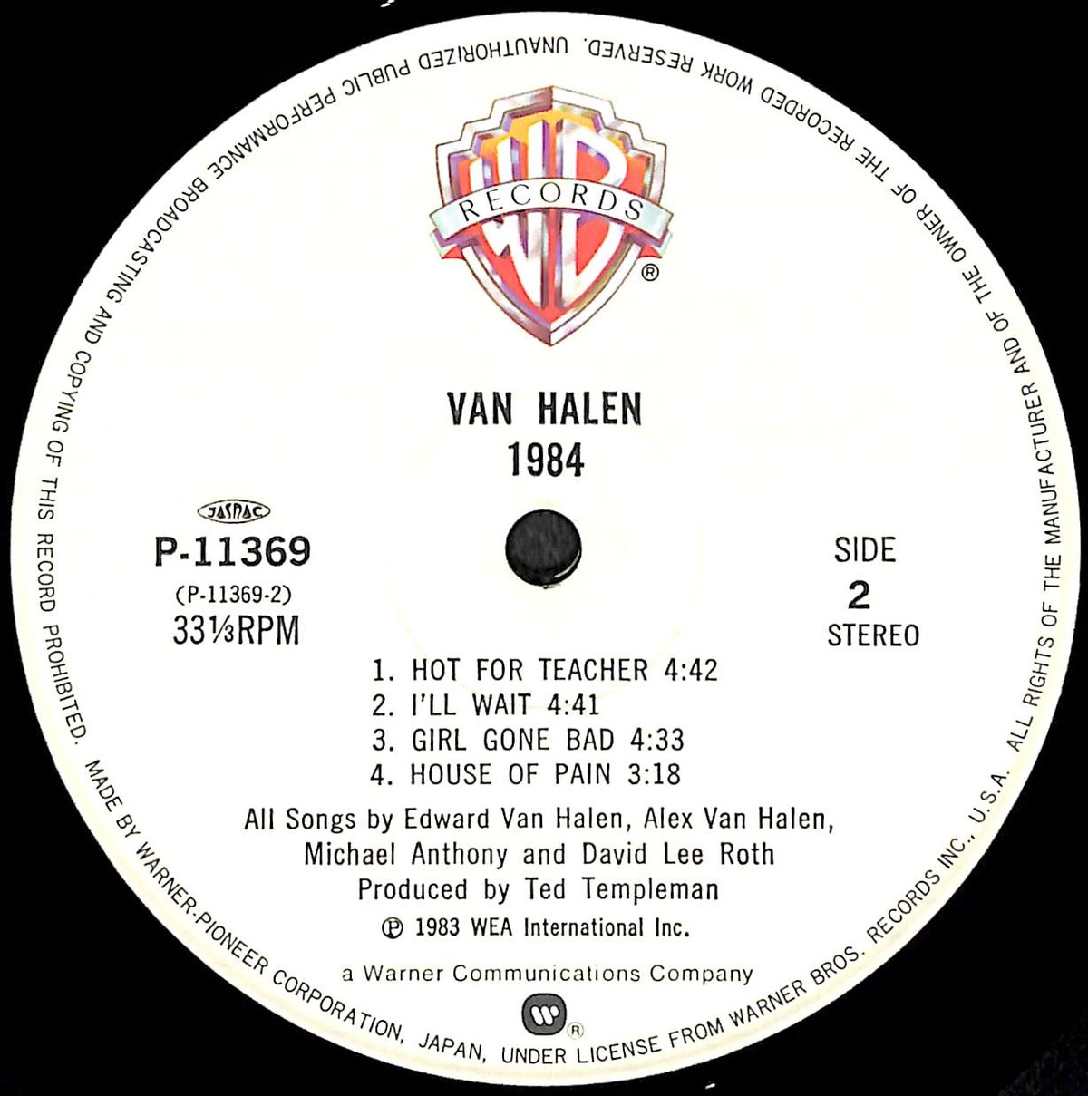 ヴァン・ヘイレン / 1984 [※国内盤,品番:P-11369］ (LPレコード) | Bo