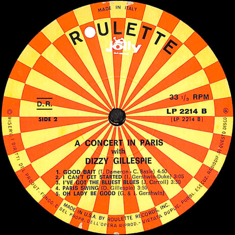 ディジー・ガレスピー / Concert In Paris [※輸入盤,生産国:Italy,品番:LP 2214］(LPレコード)
