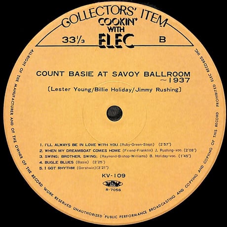 カウント・ベイシー / Count Basie At Savoy Ballroom 1937 [※国内盤,品番:KV-109］(LPレコード)