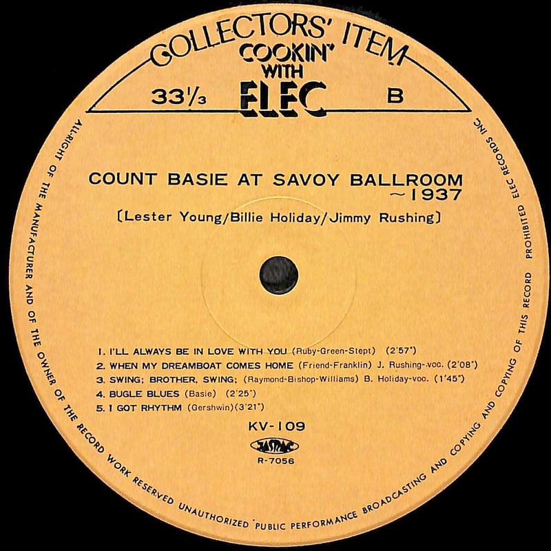 カウント・ベイシー / Count Basie At Savoy Ballroom 1937