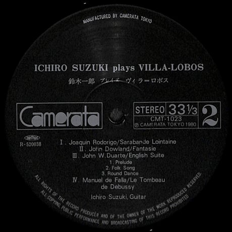 鈴木一郎 / プレイズ・ヴィラ=ロボス [※国内盤,品番:CMT-1023］(LPレコード)
