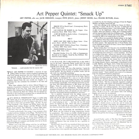 アート・ペッパー・クインテット / Smack Up [※輸入盤,生産国:US,品番:S7602］(LPレコード)