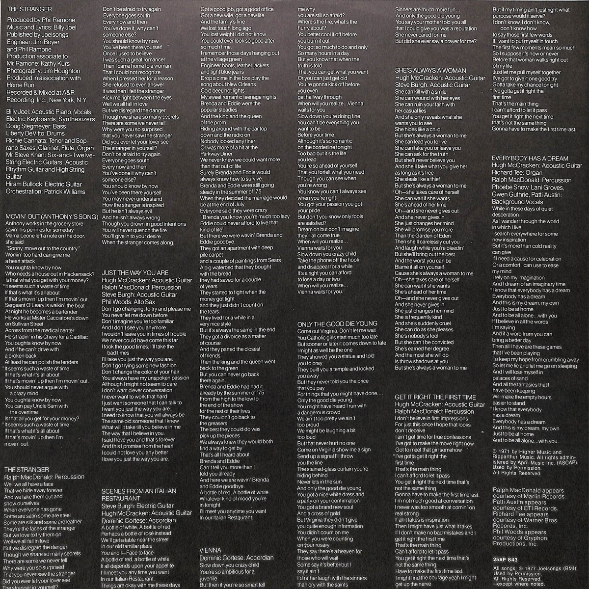 ビリー・ジョエル / ストレンジャー [※国内盤,品番:25AP 843］(LP