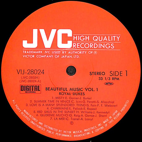 ロイヤル・デュークス / ビューティフル・ミュージック Vol.1 [※国内盤,品番:VIJ-28024］(LPレコード)