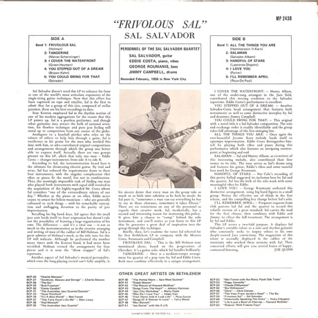 サル・サルバドール / Frivolous Sal [※国内盤,品番:MP 2438］(LPレコード)