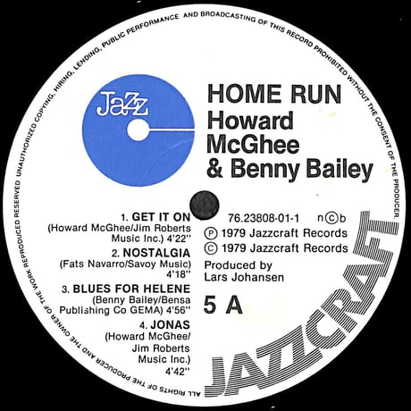 ハワード・マギー&ベニー・ベイリー / Home Run [※輸入盤,生産国:Denmark,品番:Jazzcraft 5］(LPレコード)