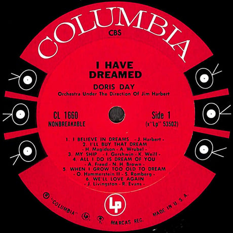 ドリス・デイ / I Have Dreamed [※輸入盤,生産国:US,品番:CL 1660］(LPレコード)