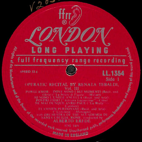 レナータ・テバルディ / Operatic Recital by Renata Tebaldi Volume 3 [※輸入盤,生産国:UK,品番:LL 1354］(LPレコード)