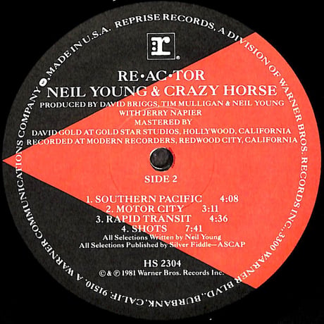 ニール・ヤング&クレイジー・ホース / Re•ac•tor [※輸入盤,生産国:US,品番:HS 2304］(LPレコード)