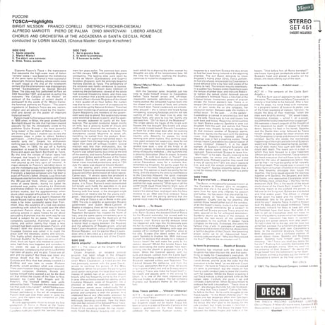 Puccini:Tosca - Highlights [※輸入盤,生産国:UK,品番:SET 451］(LPレコード)