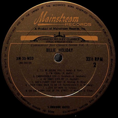 ビリー・ホリデイ / Commodore Jazz Classics [※国内盤,品番:XM-35-MSD］(LPレコード)