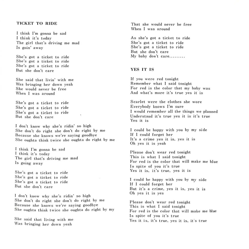 ビートルズ / 涙の乗車券 Ticket To Ride［※日本盤 品番:AR-1261］(7