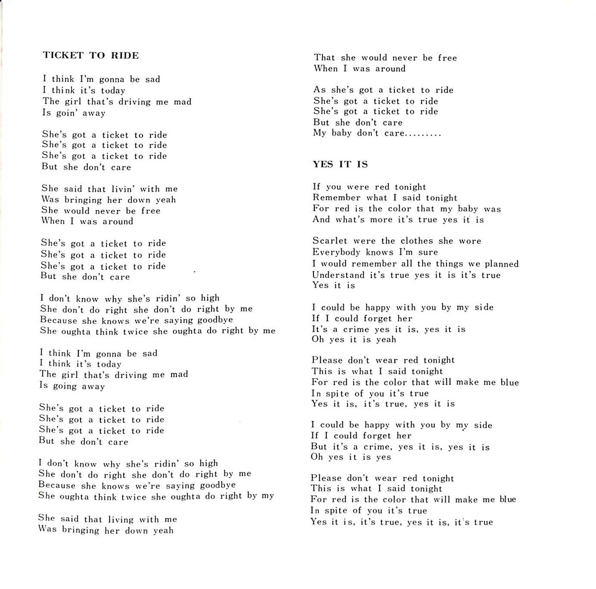 ビートルズ / 涙の乗車券 Ticket To Ride［※日本盤 品番:AR-1261