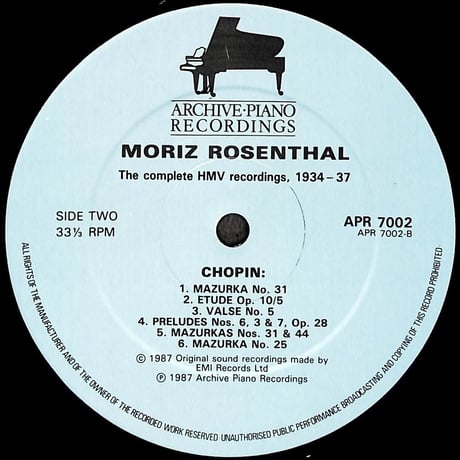 モーリツ・ローゼンタール / The Complete HMV Recordings [※輸入盤,生産国:UK,品番:APR 7002,2枚組］(LPレコード)