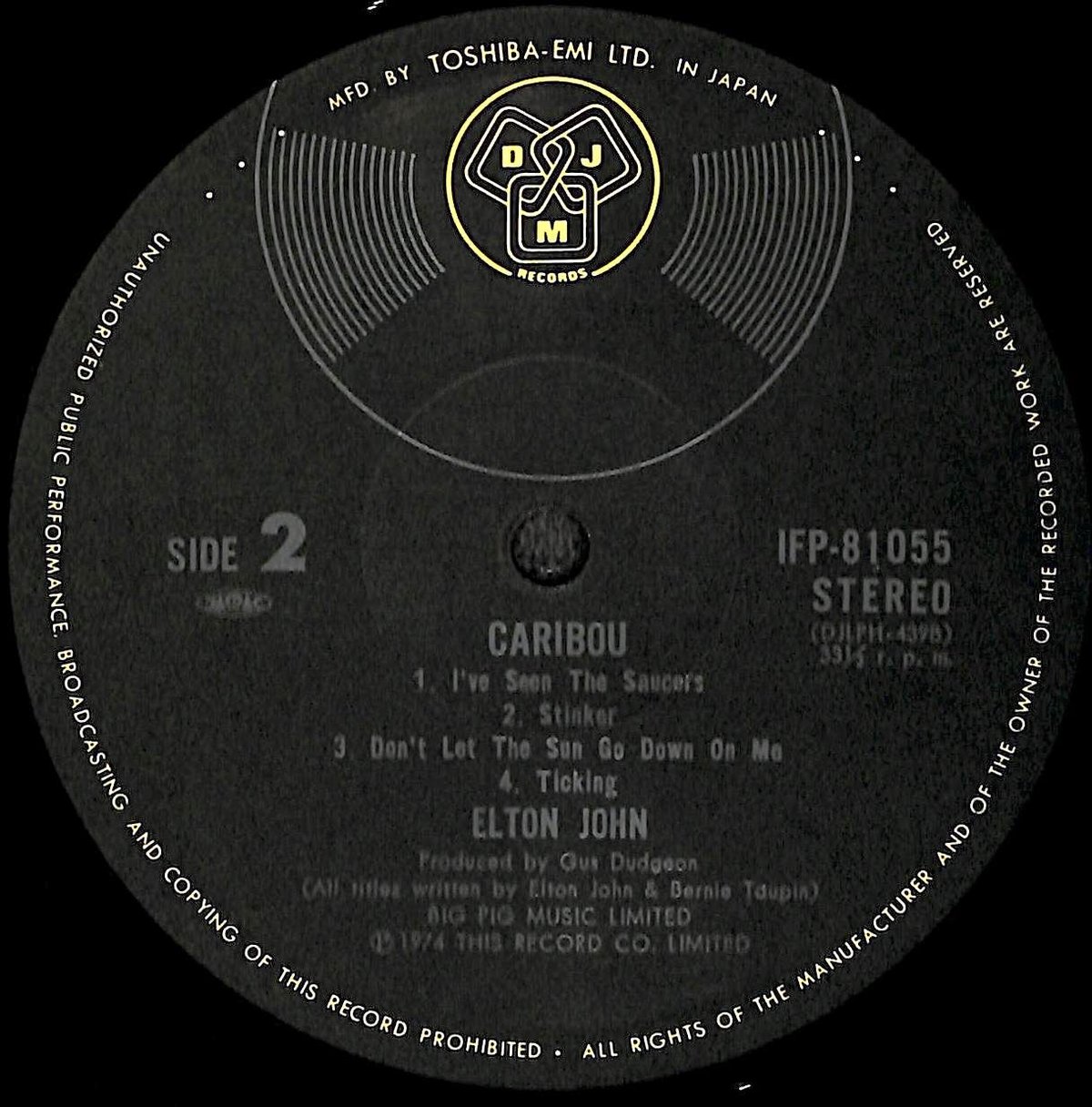 エルトン・ジョン / Caribou [※国内盤,品番:IFP-81055］(LPレコード)