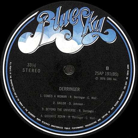 デリンジャー / Derringer［※国内盤,品番:25AP 191］(LPレコード)
