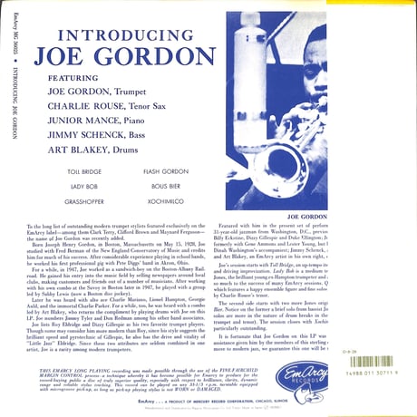 ジョー・ゴードン / Introducing Joe Gordon [※国内盤,品番:SJ-19607］(LPレコード)