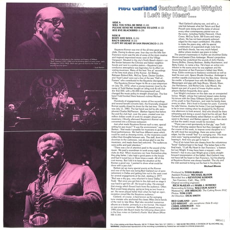 レッド・ガーランド / Red Garland Featuring Leo Wright  I Left My Heart...［※輸入盤,生産国:US,品番:MR5311］(LPレコード)