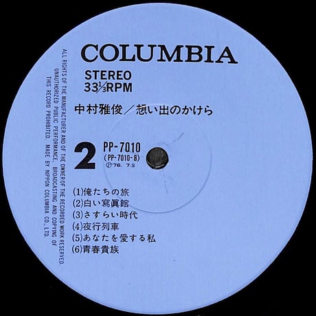 中村雅俊 / 想い出のかけら [※国内盤,品番:PP-7010］(LPレコード)