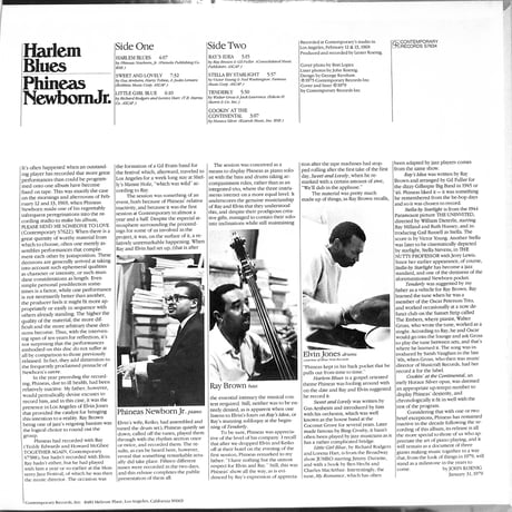 Phineas Newborn Jr. With Ray Brown & Elvin Jones / Harlem Blues (USオリジナル)（LPレコード）