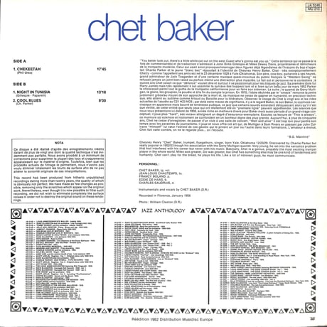チェット・ベイカー / Live In Europe 1956 Vol. 2［※輸入盤,生産国:France,品番:JA 5246］(LPレコード)