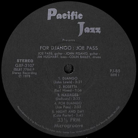 ジョー・パス / フォー・ジャンゴ [※国内盤,品番:GXF-3107］(LPレコード)