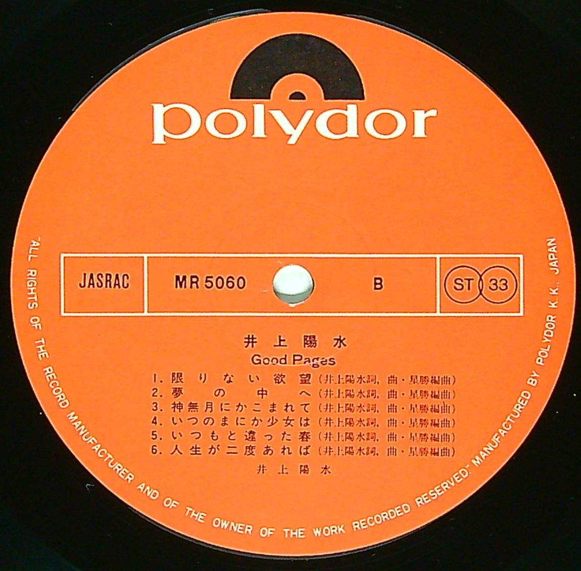 井上陽水 / GOOD PAGES [1975年7月21日に発売された 井上陽水初の