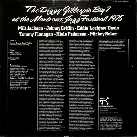 ディジー・ガレスピー / Montreux Jazz Festival 1975（1975 UK PABLO,2310749）（LPレコード）