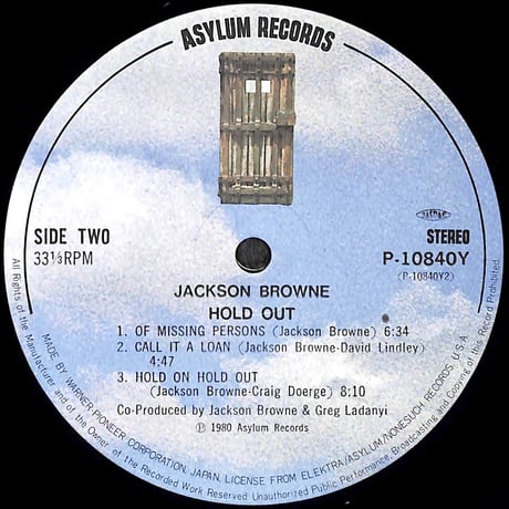 ジャクソン･ブラウン / ホールド・アウト [※国内盤,品番:P-10840Y］(LPレコード)