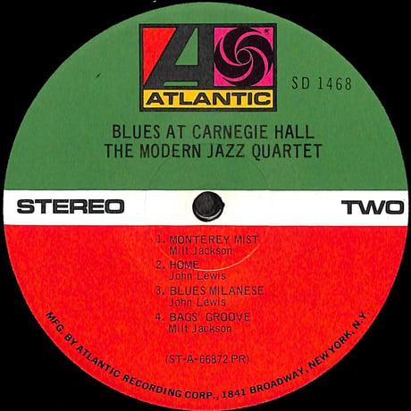 The Modern Jazz Quartet / Blues At Carnegie Hall [※輸入盤,生産国:US,品番:SD 1468］(LPレコード)