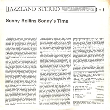 ソニー・ロリンズ / Sonny's Time [※輸入盤,生産国:US,品番:JUP 972］(LPレコード)